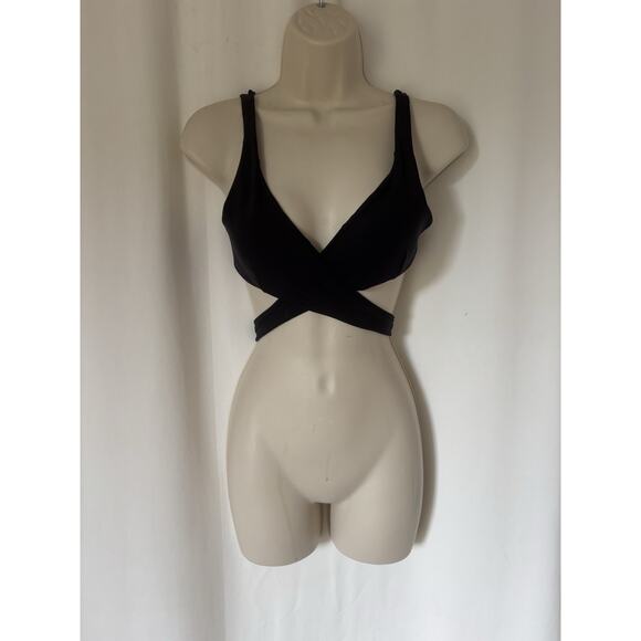 Jonathan Simkhai Black Wrap Top Bra XS Carbon - Picture 1 of 9